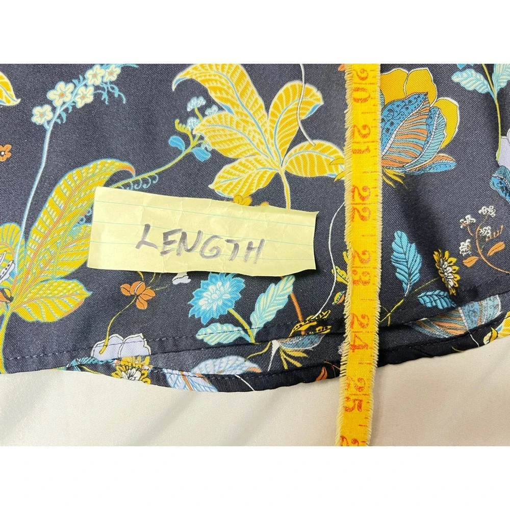 LOFT Womens‎ Navy Blue Floral Puff 3/4 Sleeve Blouse Top Small Career Spring
